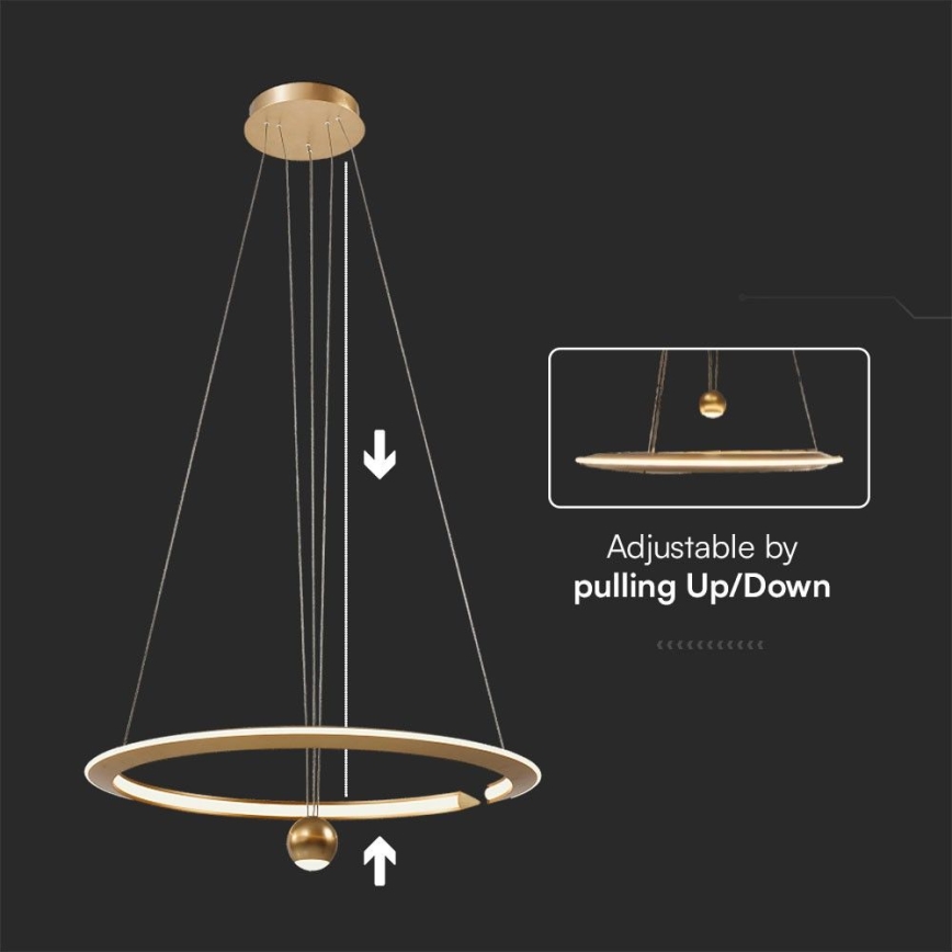 LED pendel LED/45W/230V 3000K diameter 62 cm guldfarvet