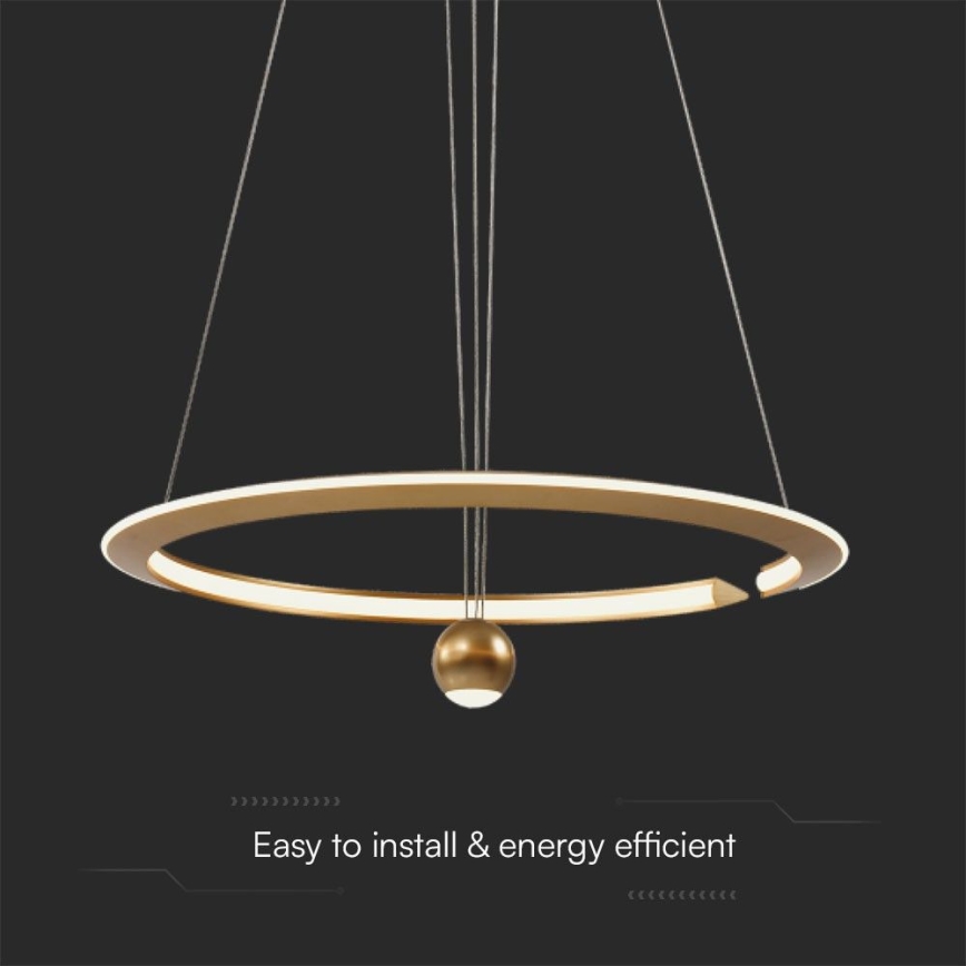 LED pendel LED/45W/230V 3000K diameter 62 cm guldfarvet