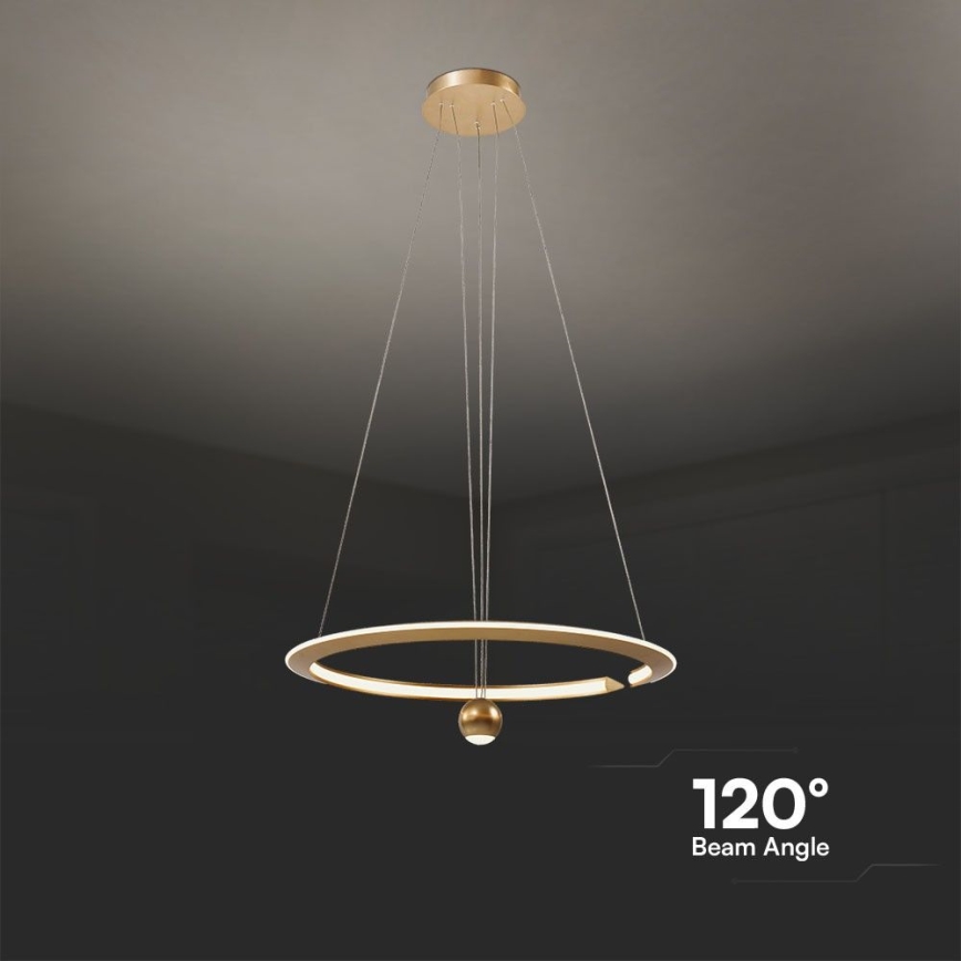 LED pendel LED/45W/230V 3000K diameter 62 cm guldfarvet