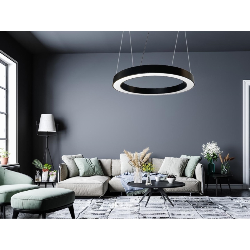 LED pendel LED/50W/230V 4000K diameter 100 cm sort
