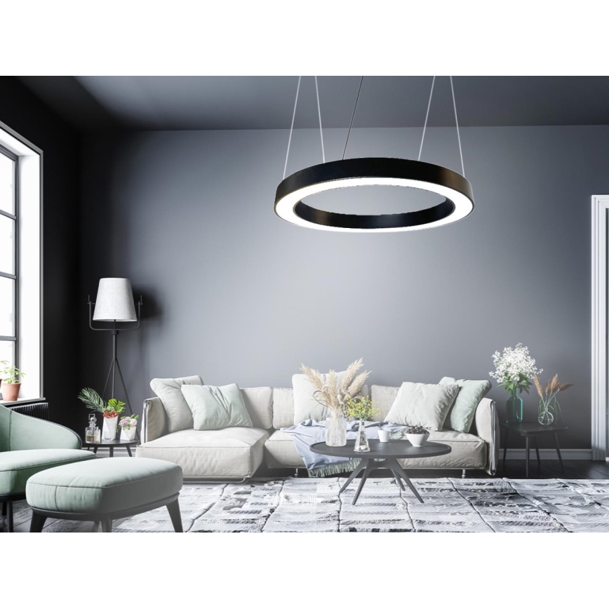 LED pendel LED/50W/230V 4000K diameter 100 cm sort