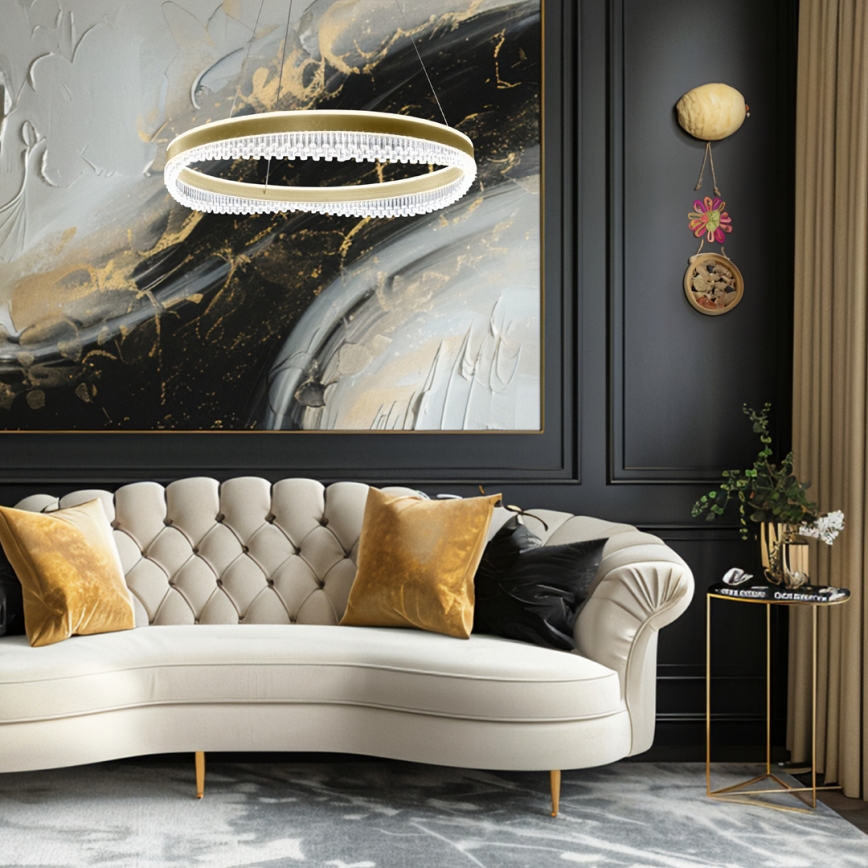 LED pendel LED/52W/230V diameter 60 cm guldfarvet