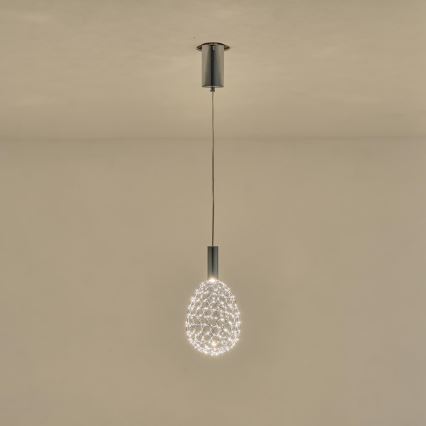 LED pendel LED/6,3W/230V 3000K skinnende krom diameter 14 cm