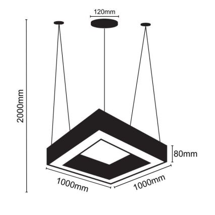 LED pendel LED/70W/230V 4000K 100x100 cm sort