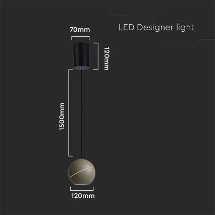 LED pendel LED/8,5W/230V 3000K grå