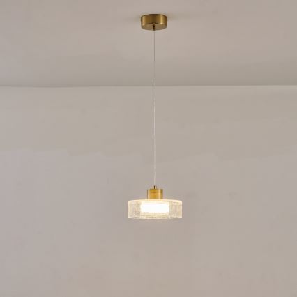 LED pendel LED/8W/230V 3000K guldfarvet/transparent diam. 20 cm