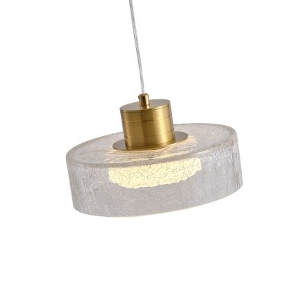 LED pendel LED/8W/230V 3000K guldfarvet/transparent diam. 20 cm