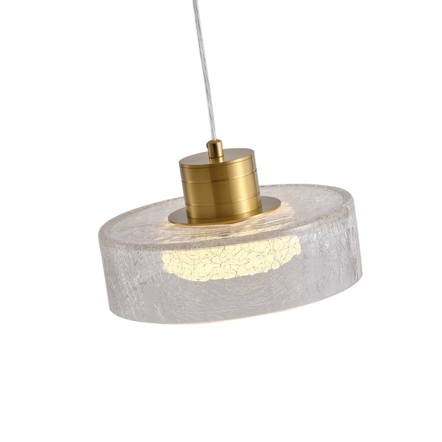 LED pendel LED/8W/230V 3000K guldfarvet/transparent diam. 20 cm