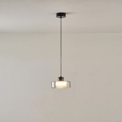 LED pendel LED/8W/230V 3000K sort/røget diam. 20 cm