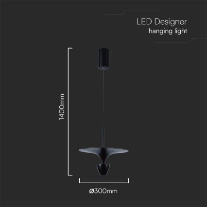 LED pendel LED/9W/230V 3000K sort