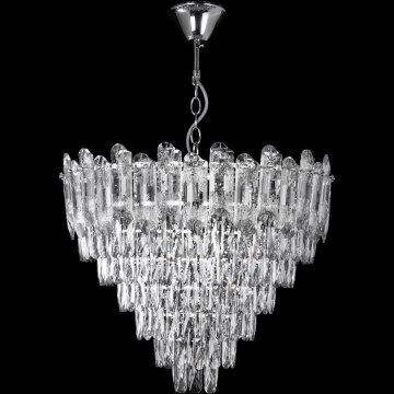 LED Pendel med kædeophæng 11xE27/60W/230V + 7xLED/6W diameter 60 cm skinnende krom