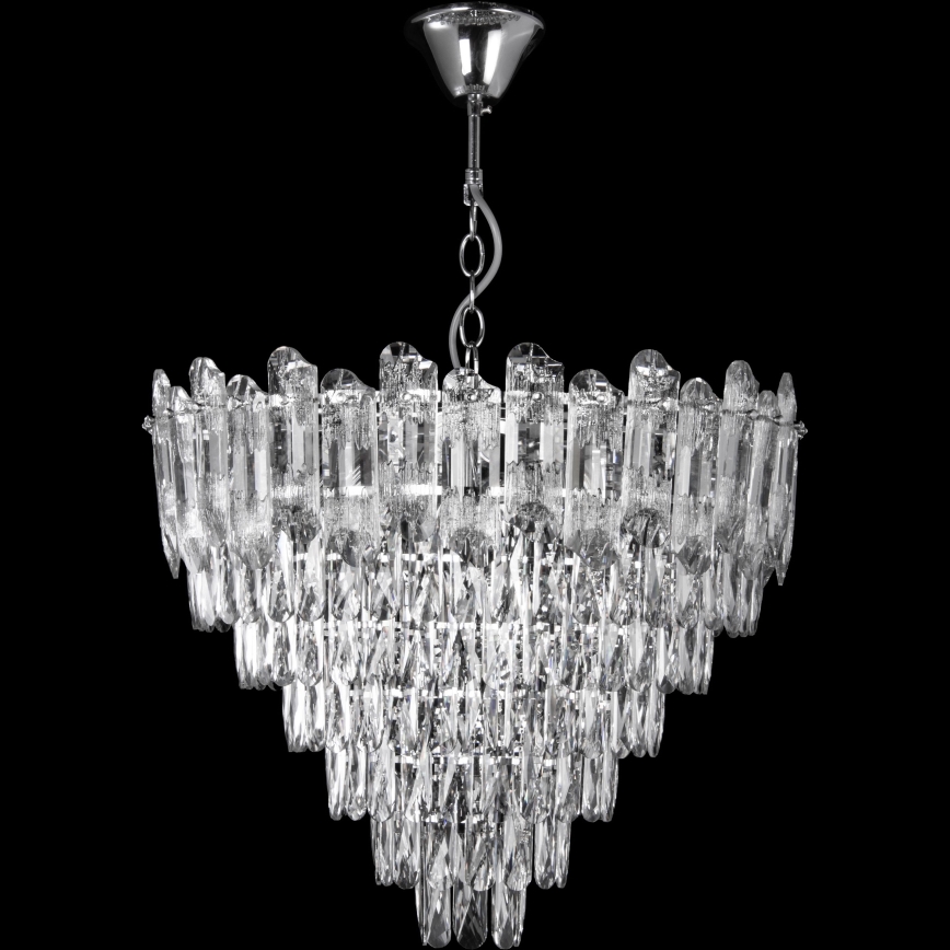 LED Pendel med kædeophæng 11xE27/60W/230V + 7xLED/6W diameter 60 cm skinnende krom