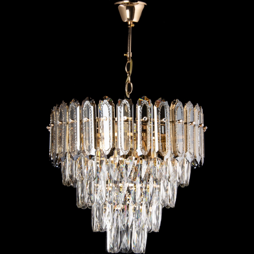 LED Pendel med kædeophæng 7xE27/60W/230V + 4xLED/6W diameter 40 cm guldfarvet