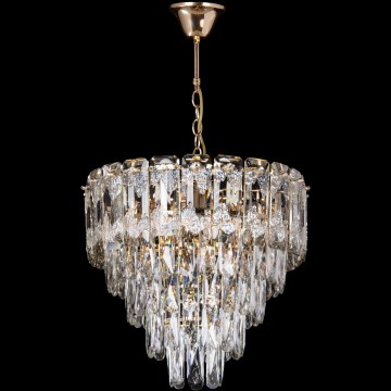 LED Pendel med kædeophæng 7xE27/60W/230V + 4xLED/6W diameter 40 cm guldfarvet