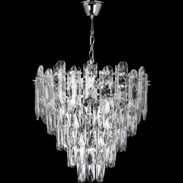 LED Pendel med kædeophæng 7xE27/60W/230V + 4xLED/6W diameter 40 cm skinnende krom