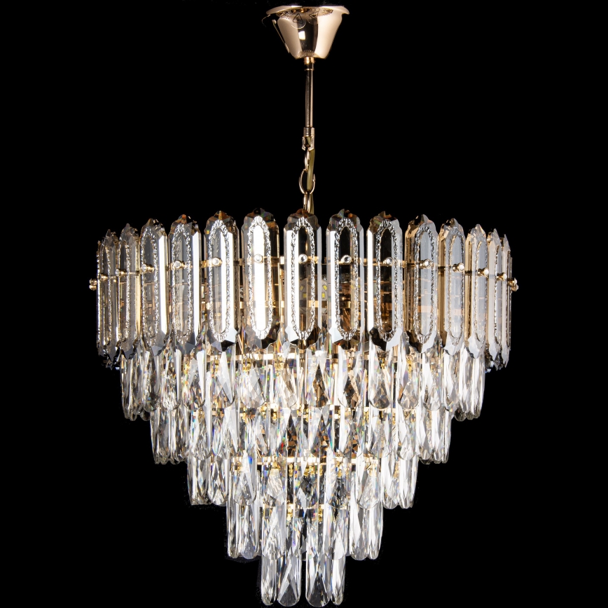 LED Pendel med kædeophæng 9xE27/60W/230V + 6xLED/6W diameter 50 cm guldfarvet
