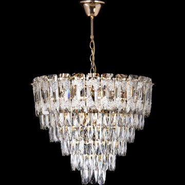 LED Pendel med kædeophæng 9xE27/60W/230V + 6xLED/6W diameter 50 cm guldfarvet