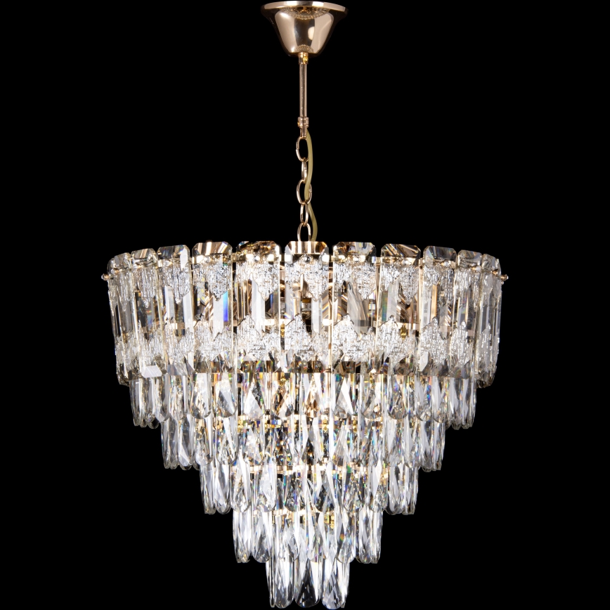 LED Pendel med kædeophæng 9xE27/60W/230V + 6xLED/6W diameter 50 cm guldfarvet