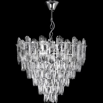 LED Pendel med kædeophæng 9xE27/60W/230V + 6xLED/6W diameter 50 cm skinnende krom