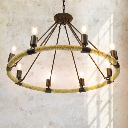 LED Pendel med kædeophæng ROPE ARTHUR 8xE27/6W/230V