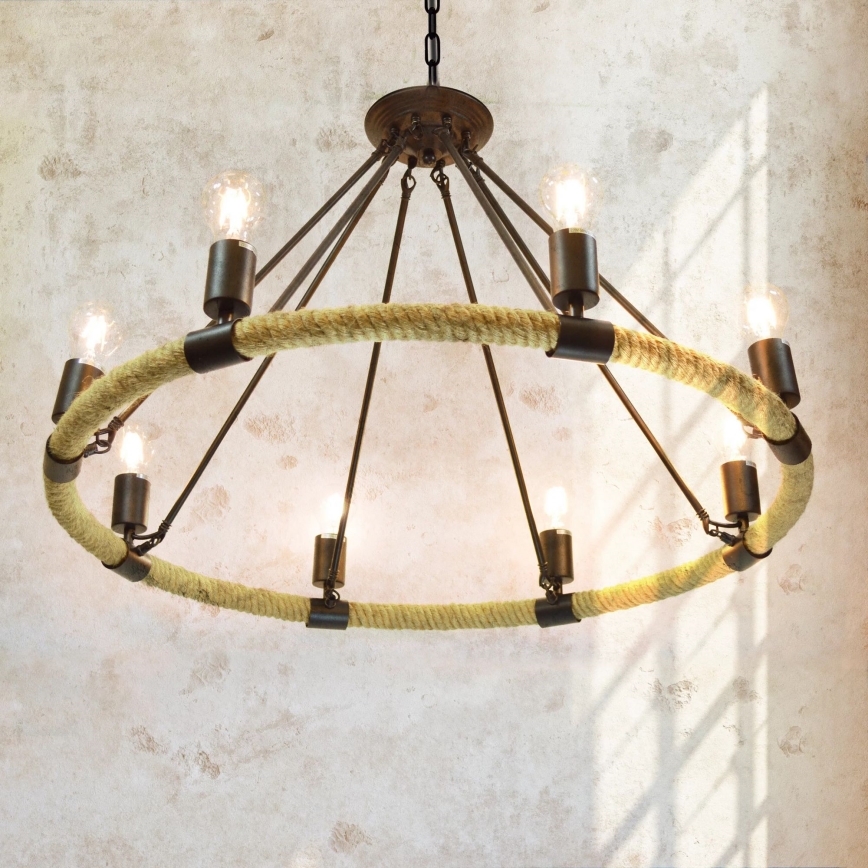 LED Pendel med kædeophæng ROPE ARTHUR 8xE27/6W/230V