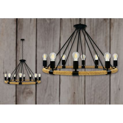 LED Pendel med kædeophæng ROPE ARTHUR 8xE27/6W/230V
