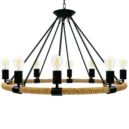 LED Pendel med kædeophæng ROPE ARTHUR 8xE27/6W/230V