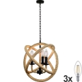 LED Pendel med kædeophæng ROPE GLOBO 3xE14/4,3W/230V