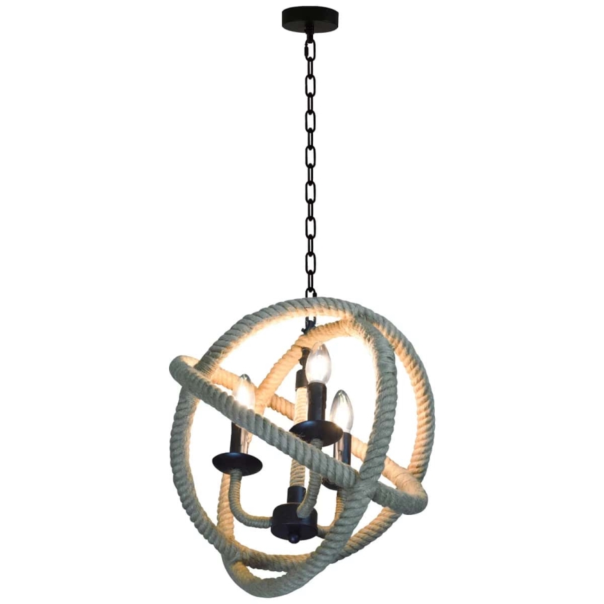 LED Pendel med kædeophæng ROPE GLOBO 3xE14/4,3W/230V