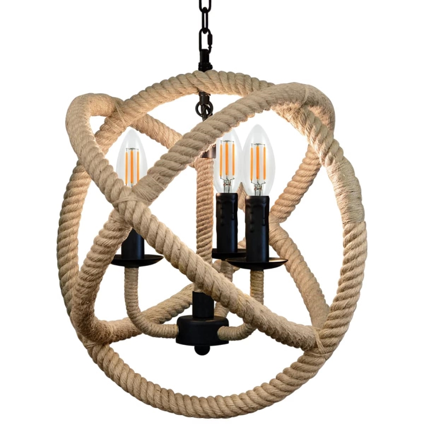 LED Pendel med kædeophæng ROPE GLOBO 3xE14/4,3W/230V