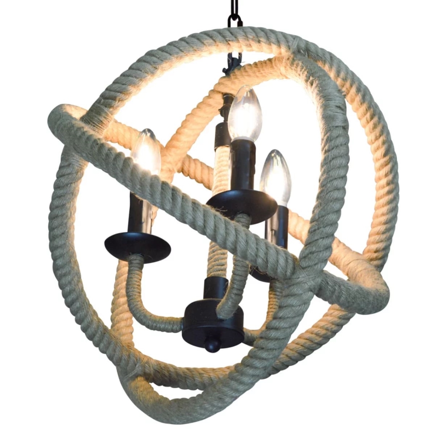 LED Pendel med kædeophæng ROPE GLOBO 3xE14/4,3W/230V