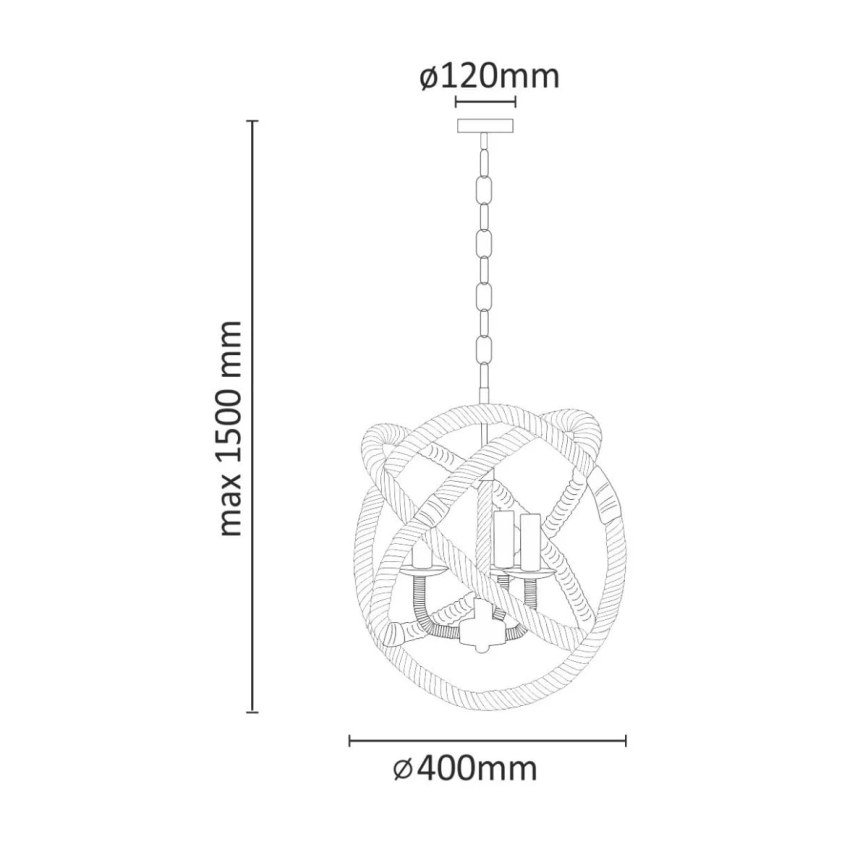 LED Pendel med kædeophæng ROPE GLOBO 3xE14/4,3W/230V