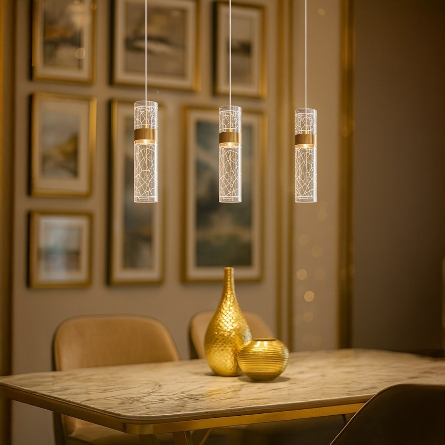 LED-pendel med wire LAGOS LED/24W/230V, guld