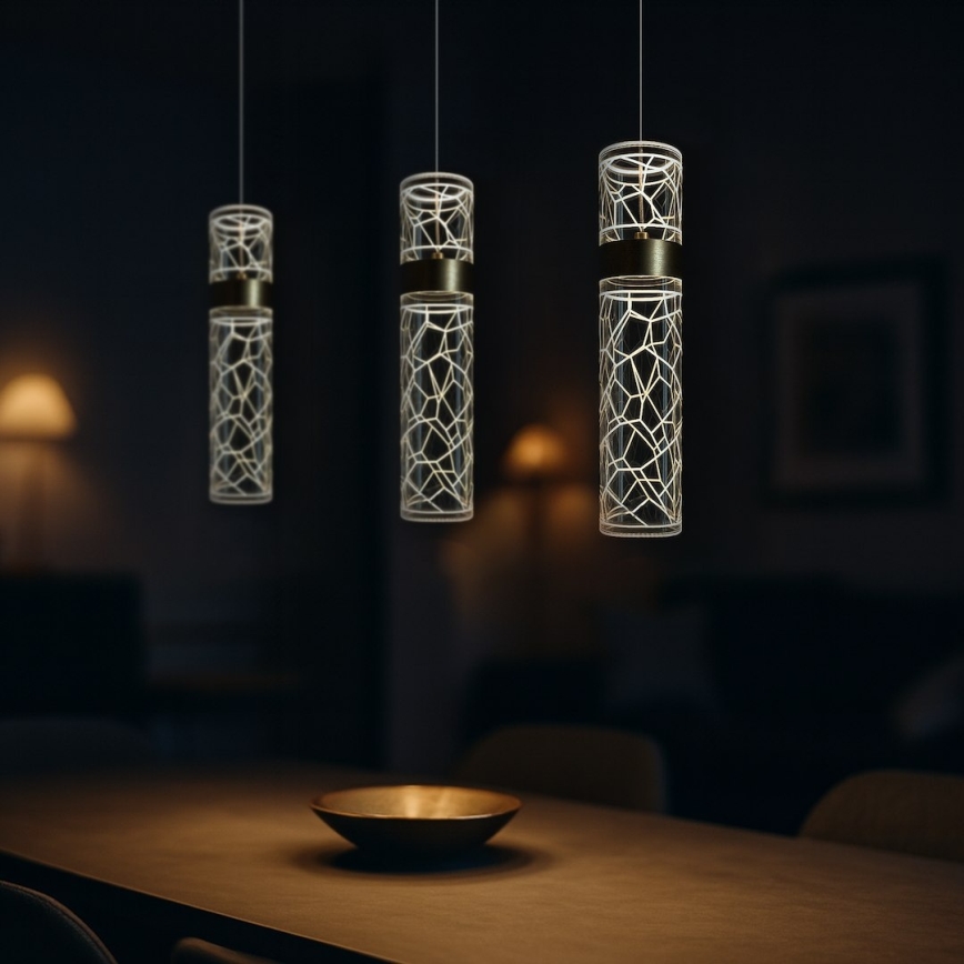 LED-pendel med wire LAGOS LED/24W/230V, guld