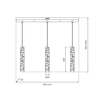 LED-pendel med wire LAGOS LED/24W/230V, guld