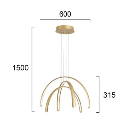 LED-pendel med wire MEGAN LED/41W/230V, guldfarvet
