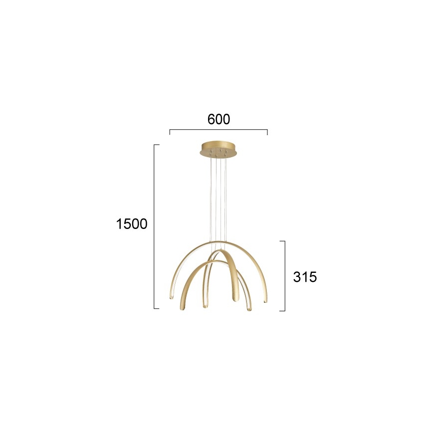 LED-pendel med wire MEGAN LED/41W/230V, guldfarvet