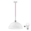 LED-pendel med wireophæng 1xE27/60W/230V, hvid/rød