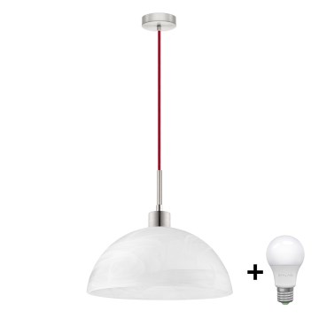 LED-pendel med wireophæng 1xE27/60W/230V, hvid/rød
