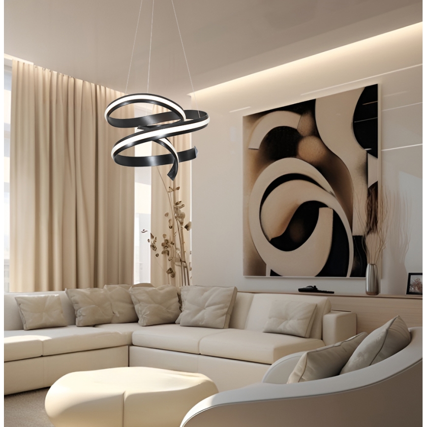 LED-pendel med wireophæng AREZIA LED/62W/230V sort