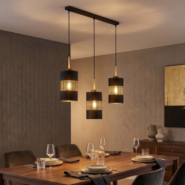 LED-pendel med wireophæng BOGART 3xE27/15W/230V sort/guld