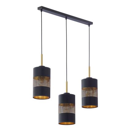 LED-pendel med wireophæng BOGART 3xE27/15W/230V sort/guld