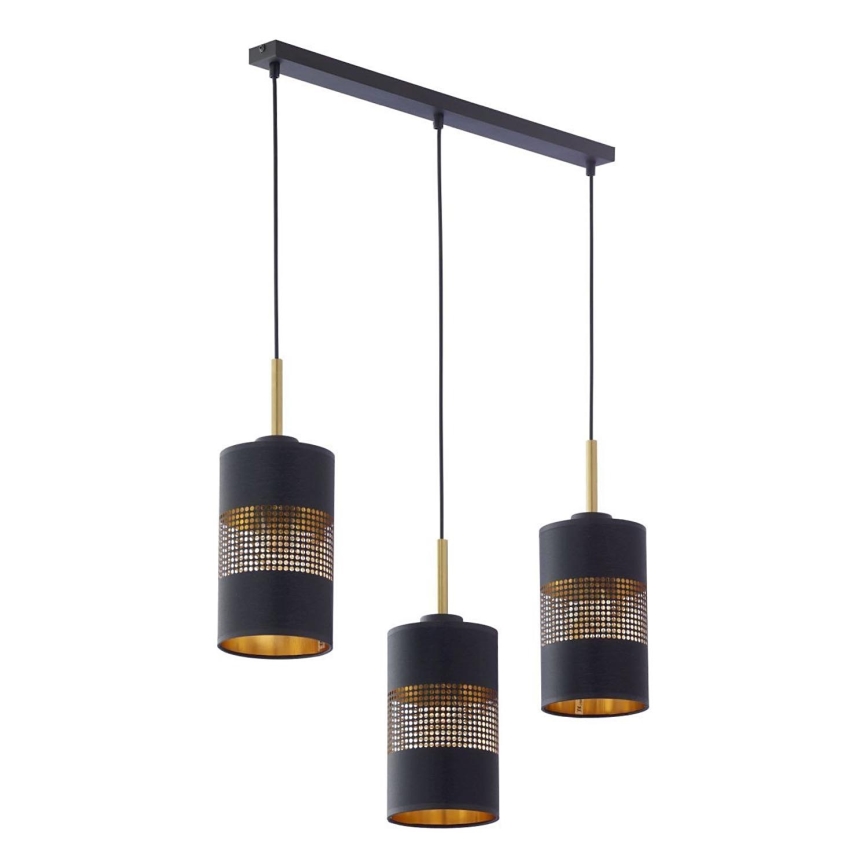 LED-pendel med wireophæng BOGART 3xE27/15W/230V sort/guld