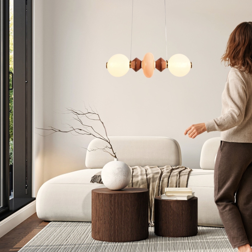 LED-pendel med wireophæng FLORES LED/15W/230V guld/orange/brun