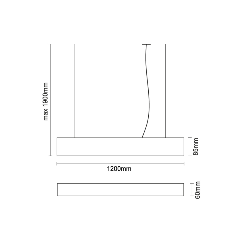 LED-pendel med wireophæng LED/55W/230V 3000/4000/6500K 120 cm sort
