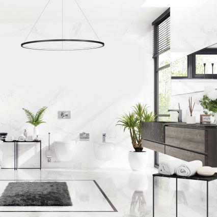 LED-pendel med wireophæng SATURNO LED/65W/230V Ø120 cm IP44 sort