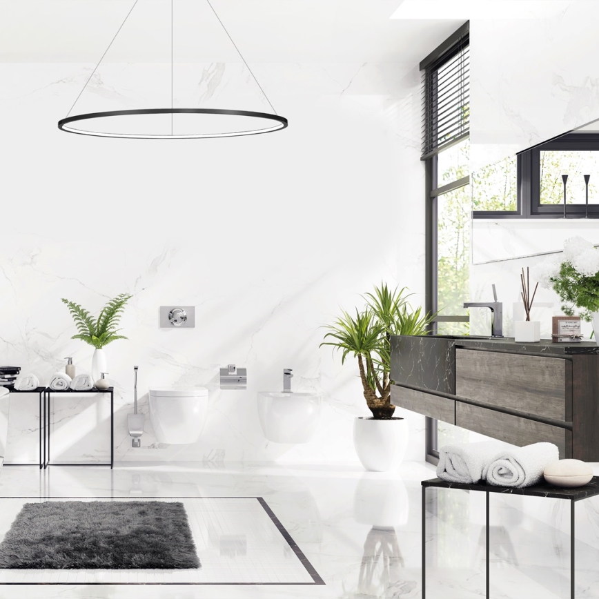 LED-pendel med wireophæng SATURNO LED/65W/230V Ø120 cm IP44 sort