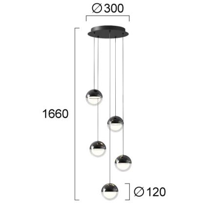 LED-pendel med wireophæng ZIREA LED/30W/230V sort