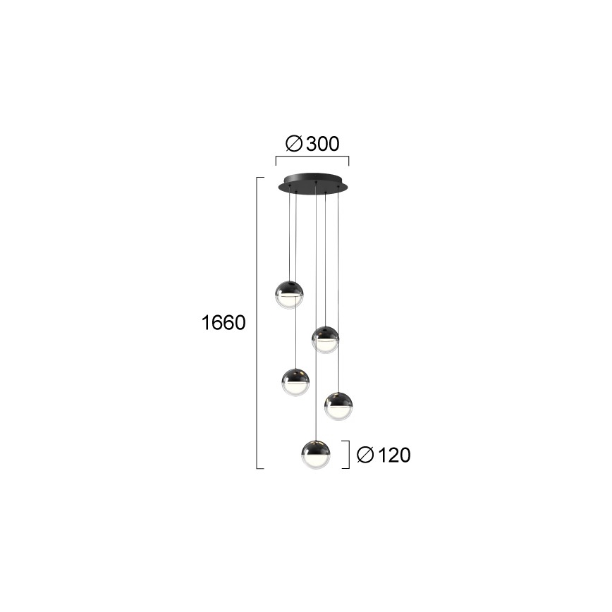 LED-pendel med wireophæng ZIREA LED/30W/230V sort