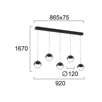 LED-pendel med wireophæng ZIREA LED/30W/230V, sort